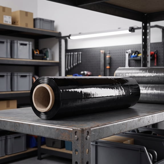 Black Stretch Film, 1Pack Industrial Strength Packing Wrap, Durable Moving Supplies, Secure Pallet Wrap for Shipping