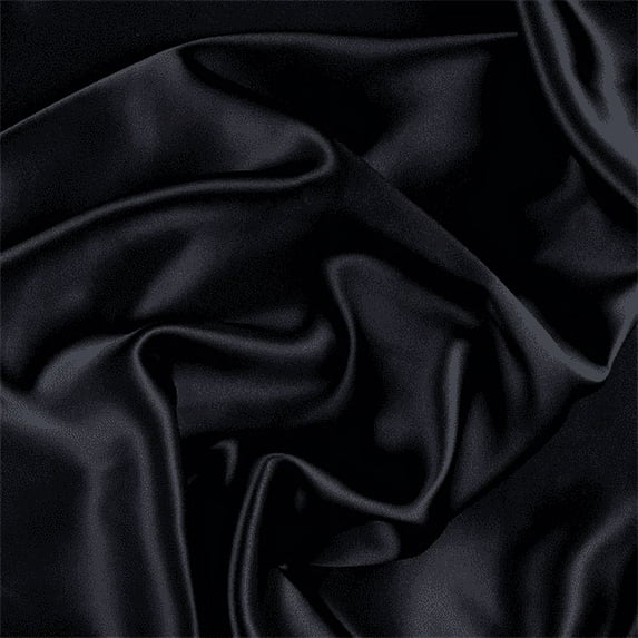 Black Stretch Silk Charmeuse, Fabric By the Yard