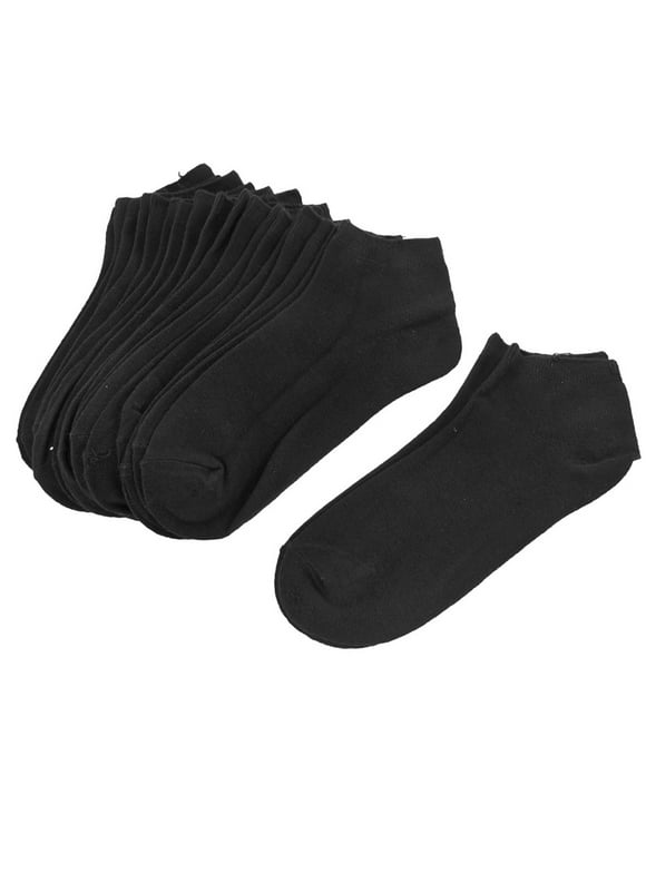 Black Stretchy Cuff Low Cut Ankle Socks 10 Pairs for Women