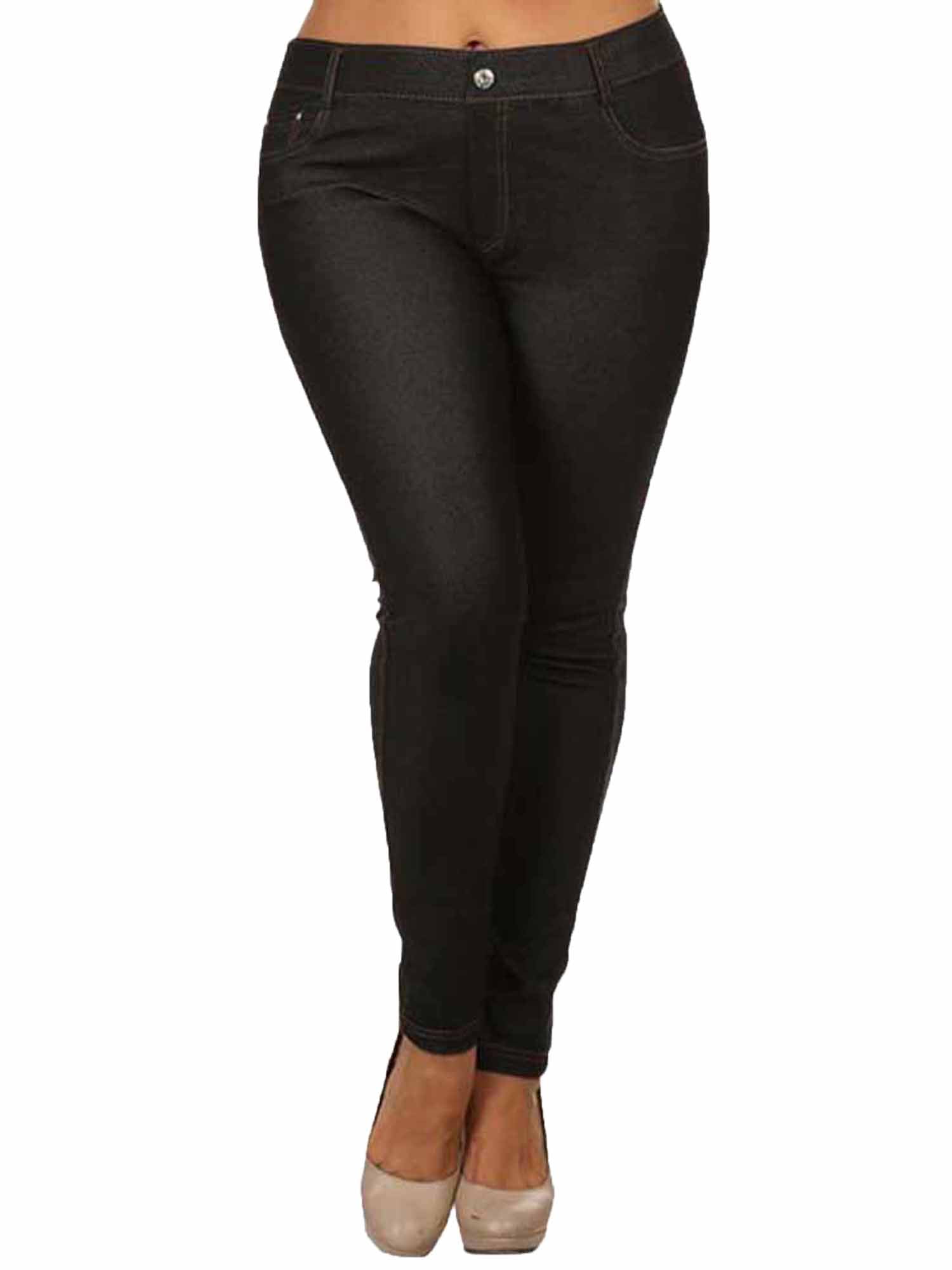 Black Stretchy Plus Size Jeggings With 5 Pockets Size X-Large