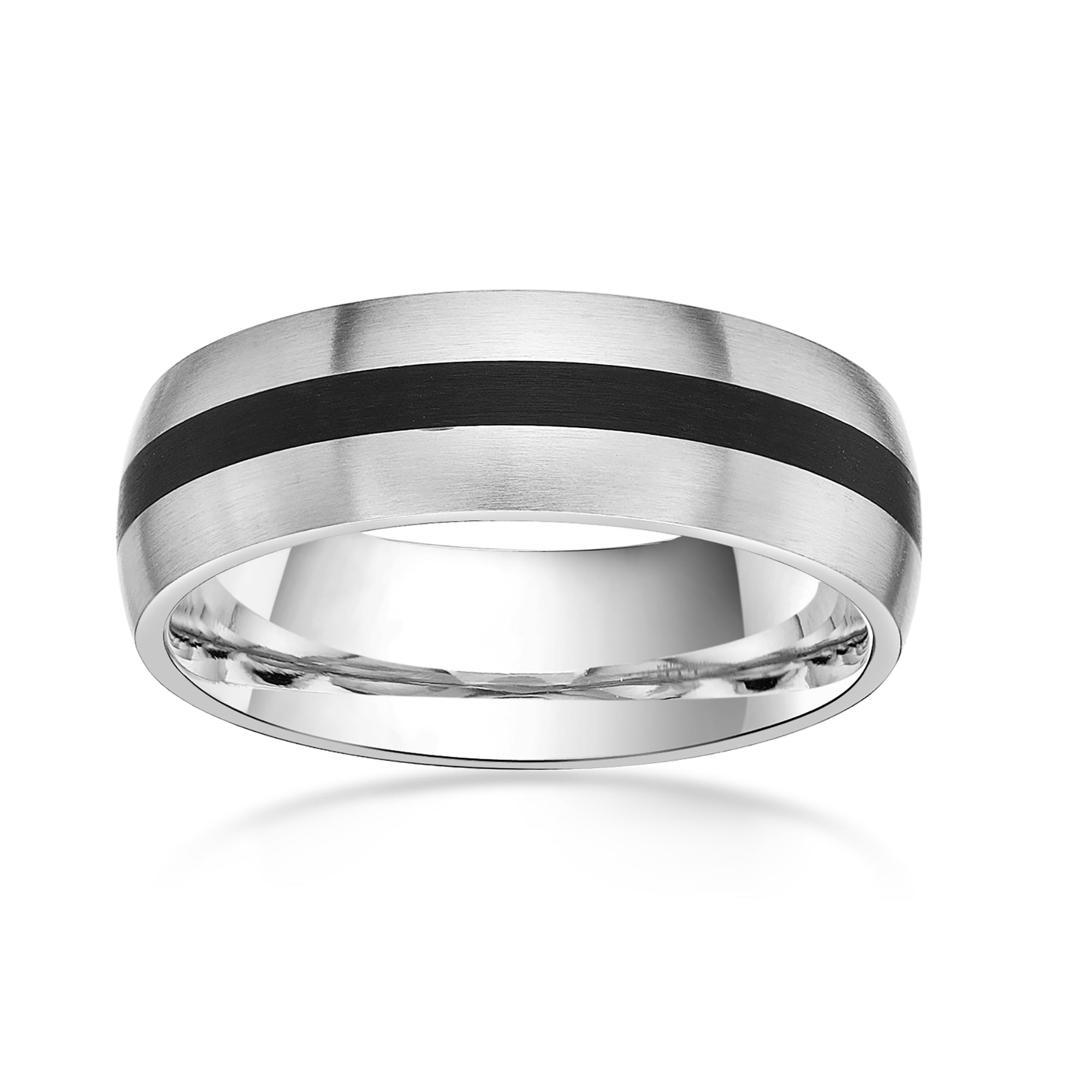 Silver ring with black stripe clearance