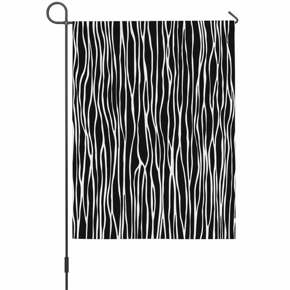 Black Stripe Garden Flag 12 x 18 Inches, Retro Abstract Art Geometric Black Stripe Waves Weather Proof Outdoor Patio Flags Double Sided Small Garden Decoration for Yard Outside Home