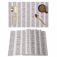 thumbnail image 1 of Black Stripe Placemats Set of 4, Modern Abstract Vertical Stripes Beige Placemats for Dining Table, Place Mats for Kitchen Tabletop, Waterproof Wipeable Dining Table Mats Set, 1 of 9