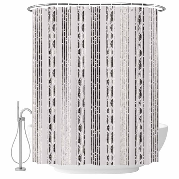 Black Stripe Shower Curtain, Waterproof Shower Curtains for Bathroom, Modern Abstract Vertical Stripes Beige Washable Fabric Bathtub Curtain Set Bath Decor with 12 Hooks Standard 72"x72"