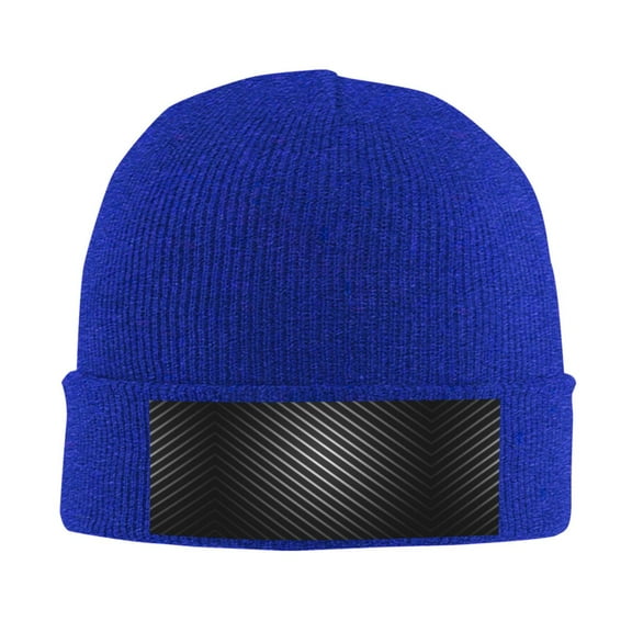 Black Stripe Silver Beanie Hat Knit Hat Skull Cap for Men Women Winter Hat Blue