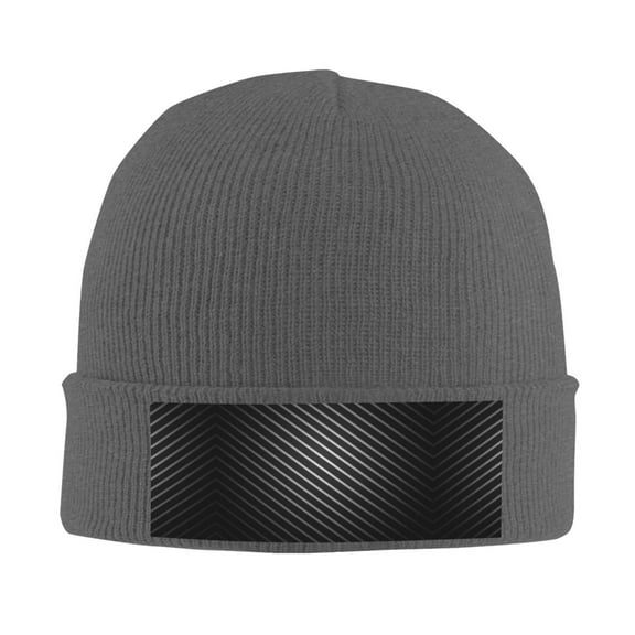 Black Stripe Silver Beanie Hat Knit Hat Skull Cap for Men Women Winter Hat Deep Heather