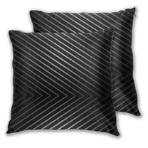 Black Stripe Silver Decorative Cozy Throw Pillow Covers Soft Square Couch Cushion Case for Home Sofa Decor (Set of 2) 18"x18"