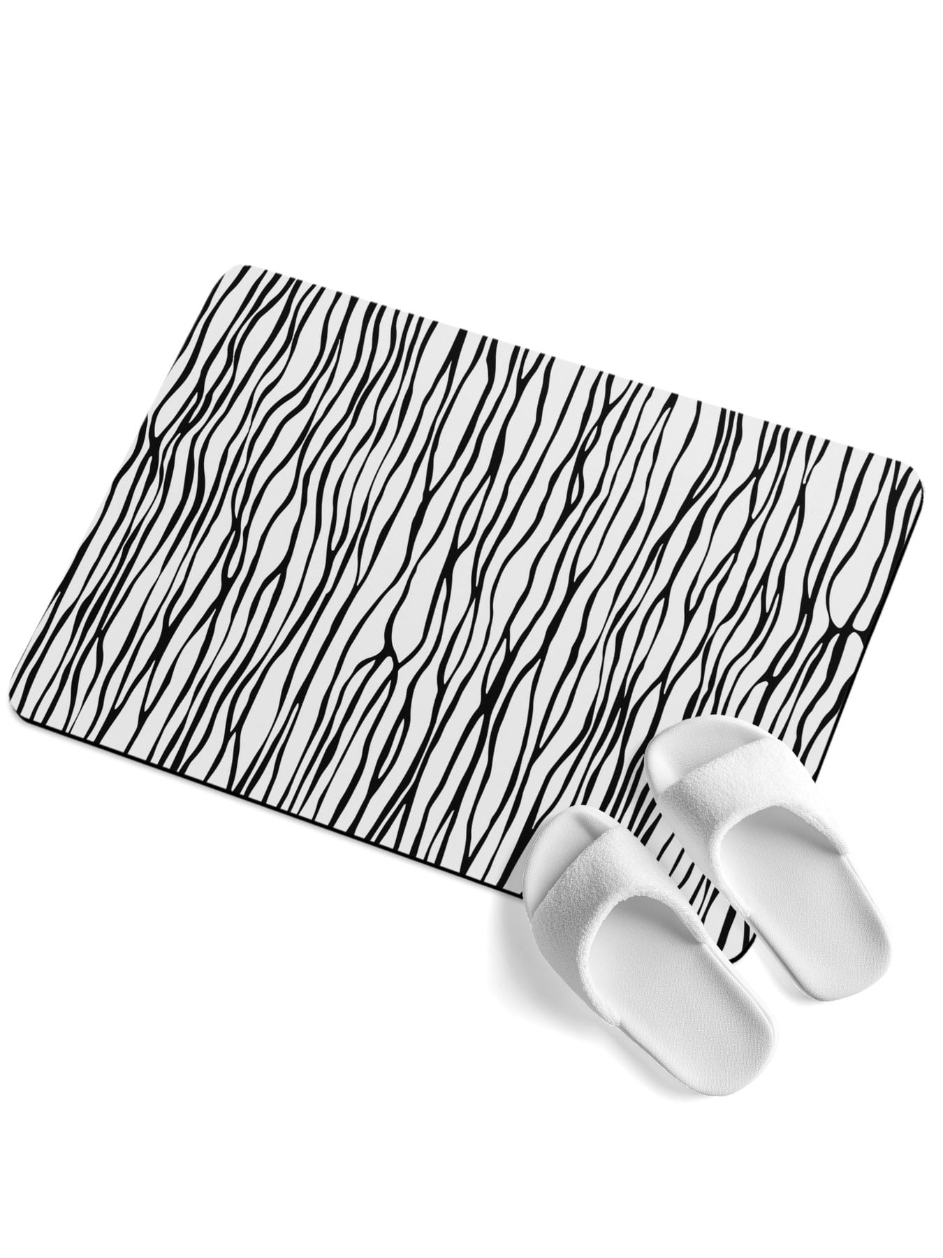 Black Stripe Soft Diatomaceous Earth Mat, Retro Abstract Art Farmhouse ...