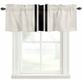 thumbnail image 1 of Black Stripe Window Valance Curtain Geometric Pattern Rod Pocket Short Curtain for Living Room, Bedroom & Kitchen Window Decor 42x18in, 1 of 7