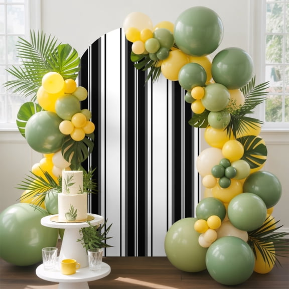 Black Striped Arch Backdrop Cover 5 FT, Vertical Stripe Modern Minimalist Wedding Arch Cover Stretchy Backdrop Stands Covers for Birthday Party Ceremony Banquet Decor