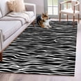 thumbnail image 1 of Black Striped Area Rug 4'x6', Retro Wave Lines Texture Simple Washable Non-Slip Rugs, Low Pile Large Carpet for Living Room Bedroom Dining Room Kitchen Office Indoor Mat, 1 of 9