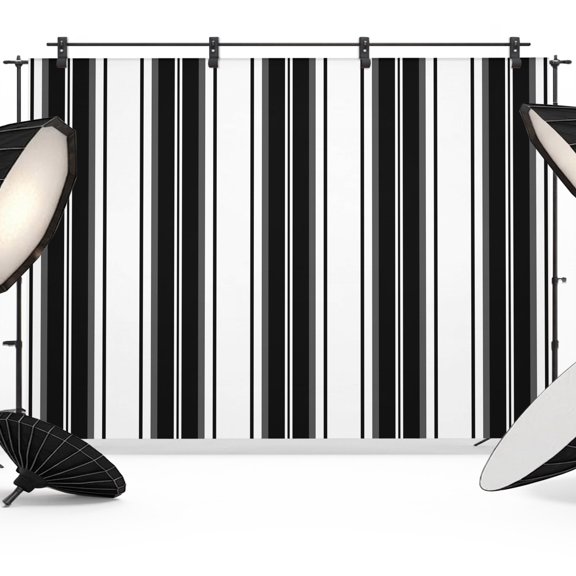 Black Striped Backdrops for Photography, Vertical Stripe Modern Minimalist Fabric Photo Background Sturdy Studio Props for Photo Studio, Video Recording, Booth & Photoshoot 10x8ft