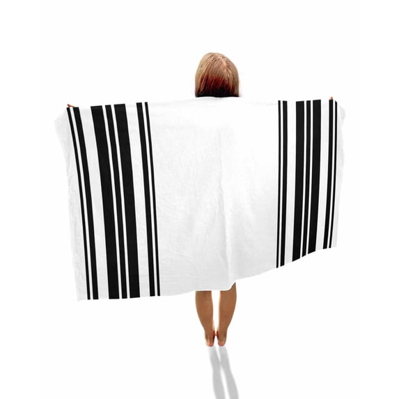 Black Striped Beach Towels Oversized Super Absorbent,Modern White Striped Abstract Art Aesthetics Lightweight Bath Towel Quick Dry Sets For Bathroom/Pool/Rv Camping/Beach Play/Gym Room/Picnic 35"x70"