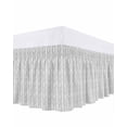 thumbnail image 1 of Black Striped Bed Skirt Geometric Bed Skirts King Size 18 Inch Drop, Wrap Around Dust Ruffle&nbsp;Bedskirt with Adjustable Elastic Belt for Queen Size Beds, 1 of 7