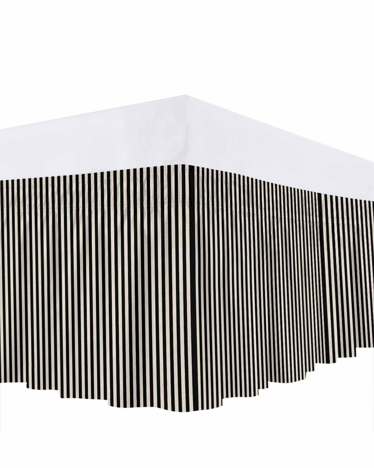 Black Striped Bed Skirt King Size, Modern Simple Farmhouse Beige Vintage Wrap Around Bed Skirting with Adjustable Elastic Strap, Dust Ruffle Pleated Bedskirts 16 Inch Drop for Bedroom King Beds