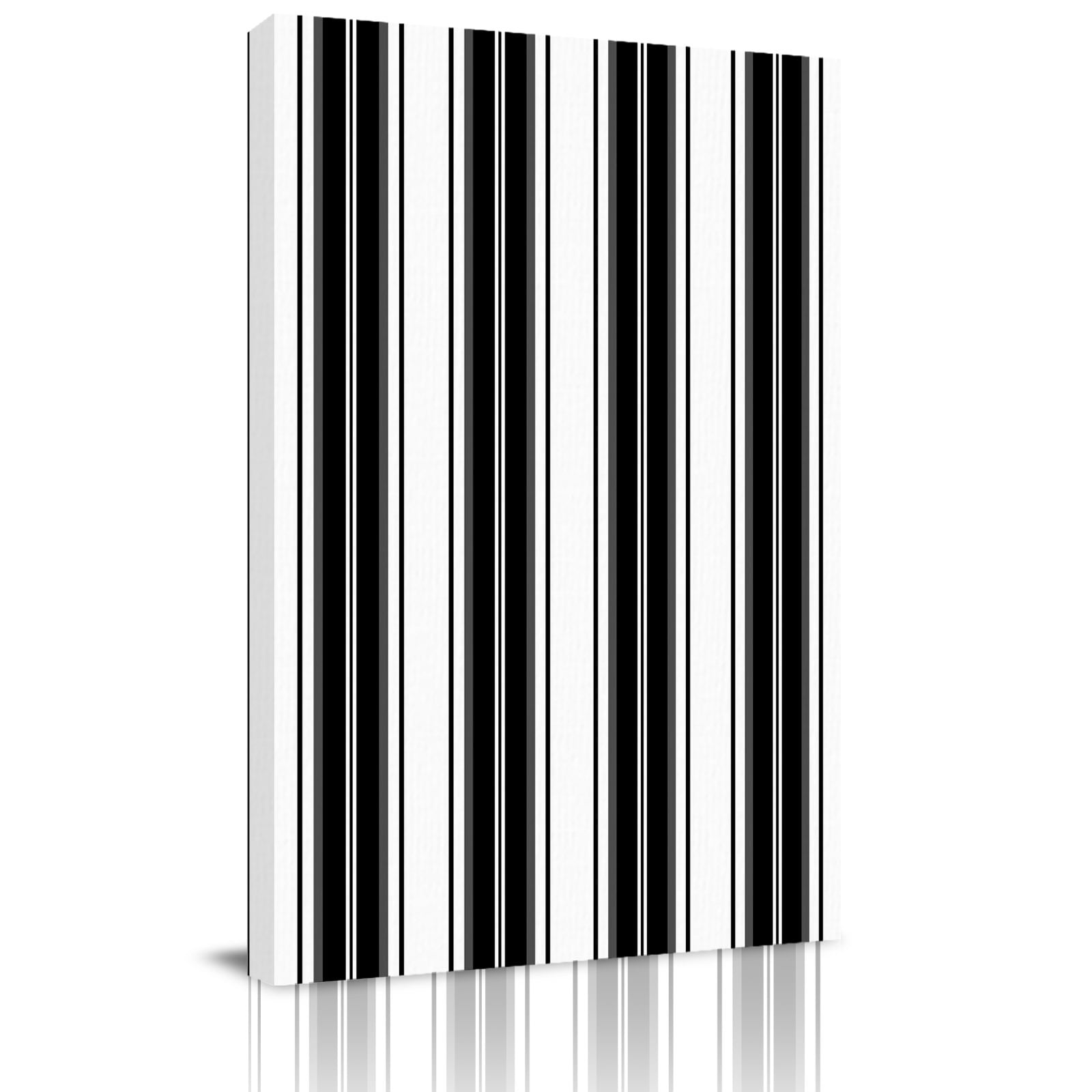 Black Striped Canvas Wall Art for Living Room, Vertical Stripe Modern ...