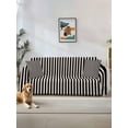 thumbnail image 1 of Black Striped Couch Cover for 2 Cushion Couch, Modern Simple Farmhouse Beige Vintage Washable Love Seat Sofa Covers Slipcover, Throw Sofa Covers for Pets, Furniture Protector 71"x102", 1 of 9