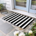 thumbnail image 1 of Black Striped Door Mat Indoor Outdoor, Modern Farmhouse Black White Stripes Non Slip Welcome Mat with Rubber Backing, Absorbent Fabric Front Door Mats Entryway Rug for Home Patio Entrance 16"x24", 1 of 8