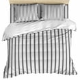 thumbnail image 1 of Black Striped Duvet Cover Set, Black White Stripes Farmhouse Soft Duvet Cover Queen Size Bedding Set 4 Pieces, 1 Quiltcover and 2 Pillowcases with Zipper, 1 Bed Sheet for All Seasons, 1 of 9