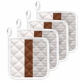 thumbnail image 1 of Black Striped Geometric Pot Holders for Kitchen Heatproof Potholder, 4 Pack Modern Boho Brown Rustic Hot Pads Multipurpose Oven Pads Cloth Potholders Trivet for Cooking and Baking, 1 of 8