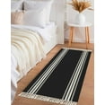 thumbnail image 1 of Black Striped Hallway Runner Rug 2x6ft, Farmhouse Black White Stripes Washable Woven Living Room Bedroom Kitchen Bathrom Carpet with Tassels, Non-Shedding Indoor Outdoor Throw Door Mat for Entryway, 1 of 5
