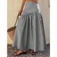 thumbnail image 1 of Black Striped High-Waist Tiered Maxi Skirt With Ruffled Waistband, 1 of 6