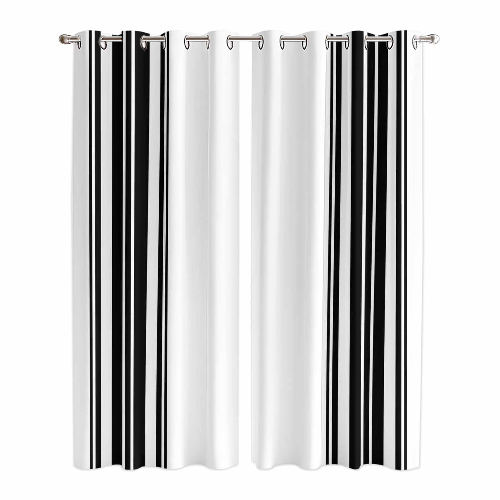 Black Striped Kitchen Curtains 84 Inch Length, Modern White Striped ...