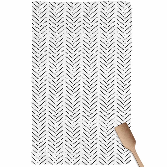 Black Striped Kitchen Towel Dish Cloths Set of 1, Microfiber Soft Kitchen Hand Towels, Modern Abstract Art Geometric Absorbent Quick Drying Dishcloths 18 x 28 Inches