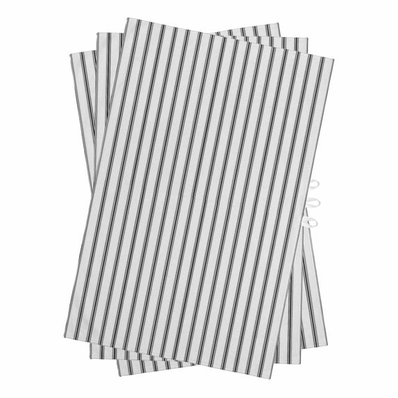 Black Striped Kitchen Towels Set of 3, Water Absorbent Dish Towel, Black White Stripes Farmhouse Decorative Hand Towels - Quick Drying Cloth for Cooking Baking, 18x28 Inch