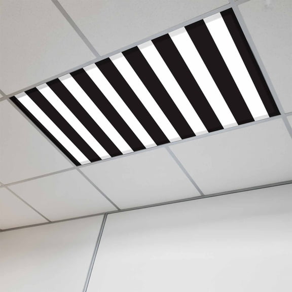 Black Striped Magnetic Fluorescent Light Covers for Ceiling Lights 2x4Ft, Modern Farmhouse Black White Stripes Office Classroom Kitchen Drop Ceiling Light Covers Lighting Filters Shade Panel 1 Pack