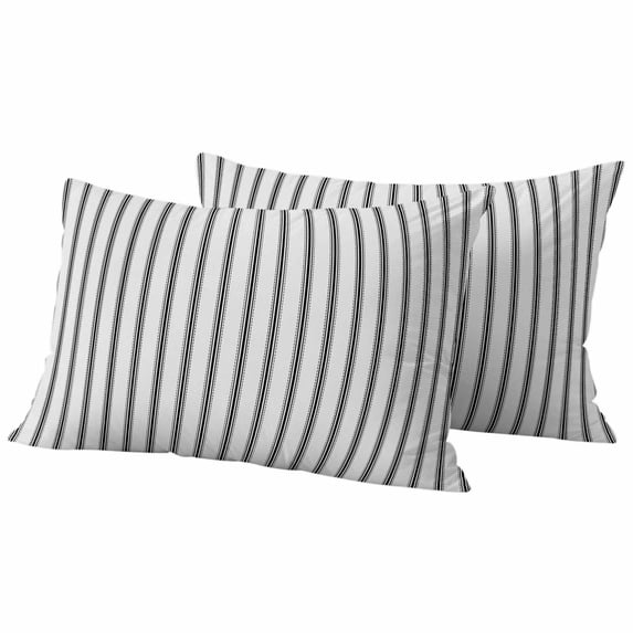 Black Striped Outdoor Pillow Covers, Waterproof Decorative Throw Pillowcases Set of 2, Black White Stripes Farmhouse Couch Cushion Cases with Zipper for Outside Patio Garden Sofa 20"x12"