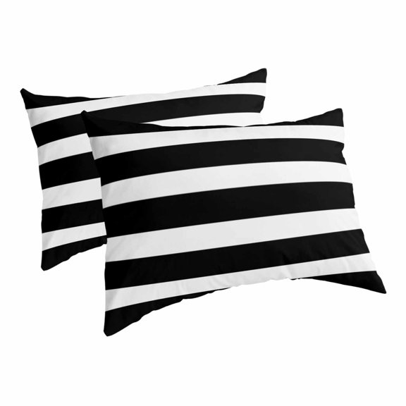 Black Striped Pillow Covers Decorative Pillow Cases King Size Set of 2, Modern Simple Monochrome Geometric White Throw Pillow Covers Envelope Closure Lumbar Couch Bed Pillows 20x36 Inch