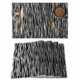 thumbnail image 1 of Black Striped Placemats Set of 8, Retro Wave Lines Texture Simple Placemats for Dining Table, Place Mats for Kitchen Tabletop, Waterproof Wipeable Dining Table Mats Set, 1 of 9