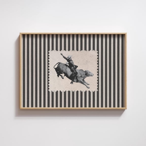 Black Striped Rodeo Poster: Trendy Western Wall Art Horizontal Cowboy Print, Retro Mid Century Modern Decor (Print ) #80 UNFRAMED PAPER POSTER, Home Decor, Vintage Gift, Living Room Dercor