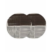Black Striped Round 13 Inch Placemats Set of 2, Farmhouse Stripes Modern Abstract Art HeatResistant Non Slip Place Mats for Dining Table, Wipeable Braided Kitchen Table Mats for Housewarming
