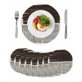 thumbnail image 1 of Black Striped Round 13 Inch Placemats Set of 8, Farmhouse Stripes Modern Abstract Art HeatResistant Non Slip Place Mats for Dining Table, Wipeable Braided Kitchen Table Mats for Housewarming, 1 of 9