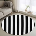 thumbnail image 1 of Black Striped Round Area Rug 4 FT, Non Slip Indoor Outdoor Rug, Modern Farmhouse Black and White Stripes Washable Soft Circular Carpet Non-Shedding Floor Mat for Coffee Table Nursery Foyer Balcony, 1 of 8