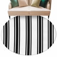 Black Striped Round Rug 5ft Washable Circle Kitchen Rugs Non Slip ...