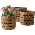 thumbnail image 1 of Seagrass and Jute Plant Baskets, Round, Chunky Sweater Weave, Natural (3 Pack), 1 of 6