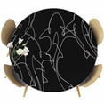 thumbnail image 1 of Black Striped Shark Round Tablecloth 45-54 Inch Round Fitted Table Cloth with Elastic Edge, Modern Abstract Art Stripes Waterproof Table Cover Protector for Outdoor Picnic Party Dining, 1 of 9