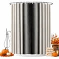 thumbnail image 1 of Black Striped Shower Curtain Set - Standard 72" x 72" Washable Bathtub Curtain with 12 Hooks, Farmhouse Beige Stripes Vintage Rustic Waterproof Fabric Stall Shower Curtains for Bathroom Décor, 1 of 8