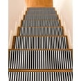 thumbnail image 1 of Black Striped Stair Treads for Wooden Steps Indoor Runner Rug Carpet, Modern Simple Farmhouse Beige Vintage 15 Pieces Peel and Stick Staircase Step Treads Covers Washable Throw Door Mats, 30"x8", 1 of 5