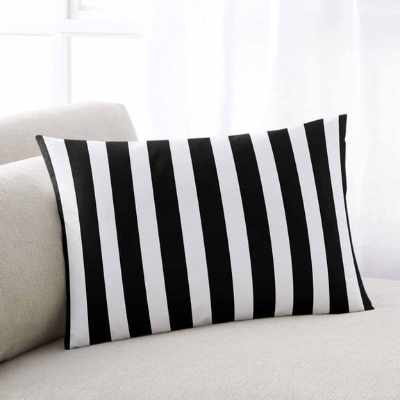 Black Striped Standard Size Pillow Cover,Pillowcase Protectors with Zipper,Breathable Decorative Throw Pillow Case Cover,Modern Farmhouse Black and White Stripes Pillow Shams for Couch Sofa 20x26Inch