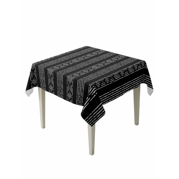 Black Striped Table Cloth, Modern Abstract Art Geometric Stripes Waterproof Tablecloth for Square Tables, Reusable Washable Fabric Table Cover for Restaurant Kitchen Dining Tables 60"x60"