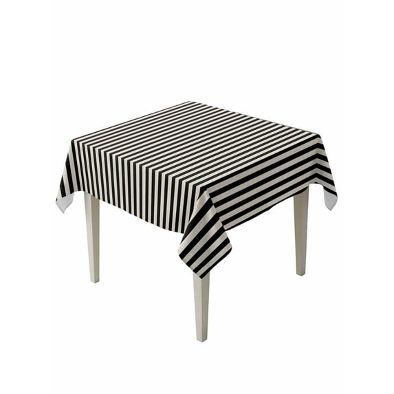 Black Striped Table Cloth, Modern Simple Farmhouse Beige Vintage Waterproof Tablecloth for Square Tables, Reusable Washable Fabric Table Cover for Restaurant Kitchen Dining Tables 60"x60"