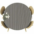 thumbnail image 1 of Black Striped Table Cloth, Round Fitted Tablecloths with Elastic Edge, Modern Simple Farmhouse Beige Vintage Wipeable Waterproof Table Cover for Kitchen Wedding 36-44 Inches, 1 of 4
