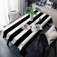 thumbnail image 1 of Black Striped Table Cloth Waterproof Tablecloths, Modern Simple Monochrome Geometric White Tablecloth Dining Table Cover for Kitchen Party Tabletop Outdoor, Rectangle Tablecloth 54x108 Inch, 1 of 9