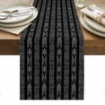 thumbnail image 1 of Black Striped Table Runner - 48 Inch Long, Kitchen Dining Table Runner Dresser Scarves, Modern Abstract Art Geometric Stripes Farmhouse Decor for Coffee Tables Wedding Party Banquet, 1 of 8