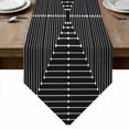 thumbnail image 1 of Black Striped Table Runner Linen Burlap Table Runner 70 Inches Long Farmhouse Stripes Geometric Abstract Dresser Scarves for Kitchen Island Coffee Dining Room Party Wedding Holiday Decor 13"x70", 1 of 8