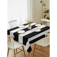 thumbnail image 1 of Black Striped Tablecloth Rectangle Table Cloth 52x70, Waterproof Tablecloth Outdoor Table Cloth, Modern Simple Monochrome Geometric White Washable Table Cover for Kitchen Dinning Party, 1 of 8